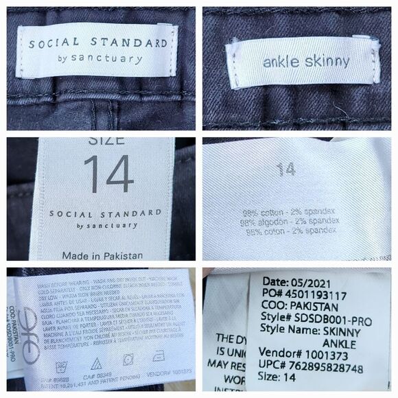 🔸️Social Standard Black Camouflage Slim Fit Skinny Ankle Jeans Size 14/32 - Picture 12 of 14
